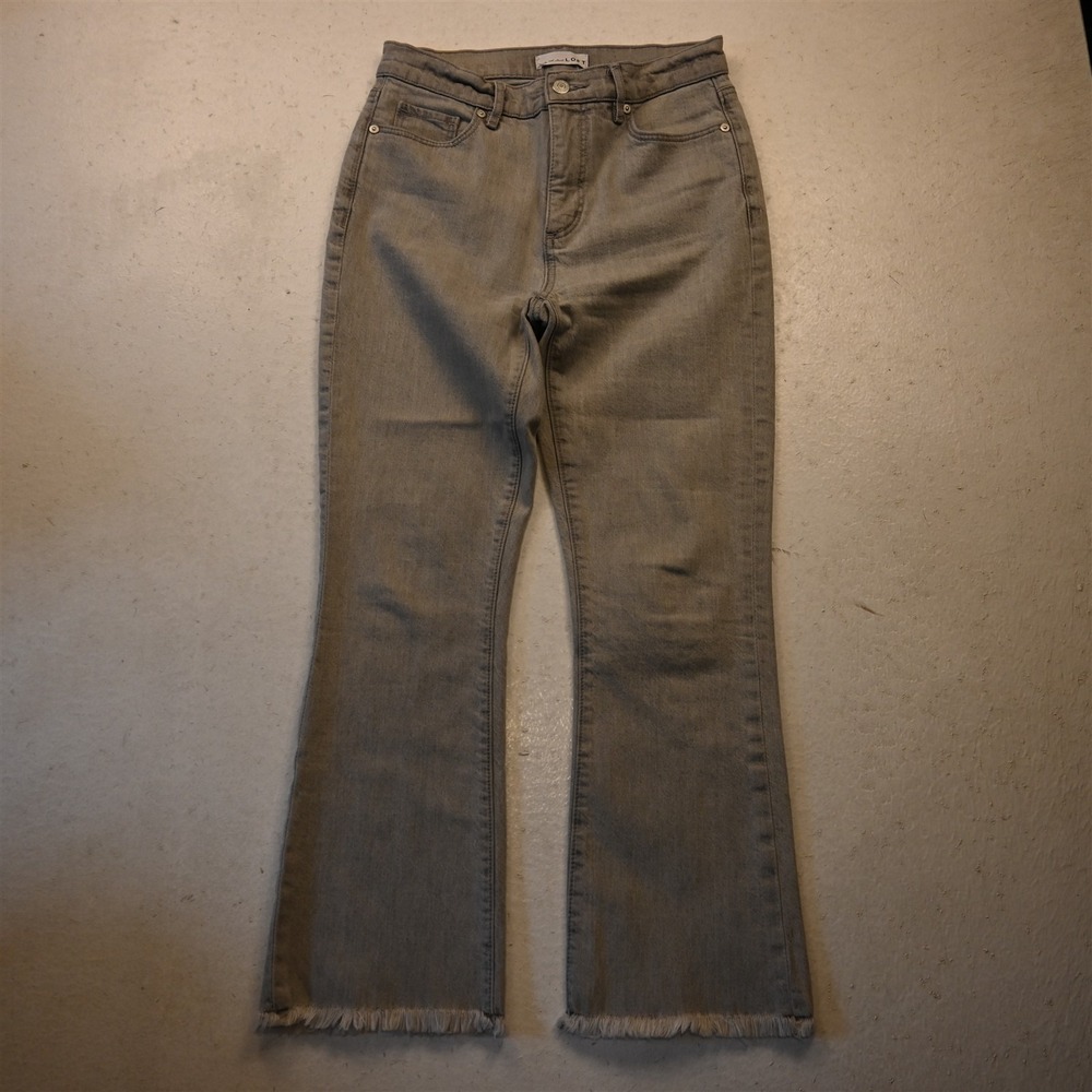 LOFT 00 Mid Rise The Kick Crop Gray Stretch Denim Womens Jeans